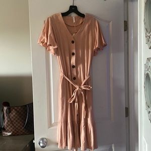 PinkBlush dress with tie and pockets